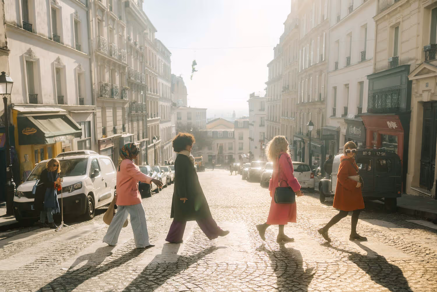 Montmartre Walking Tour Guests cross the road